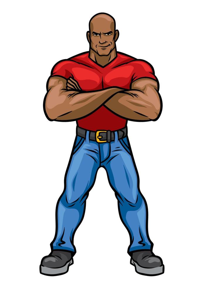 man with big muscle body posing vector