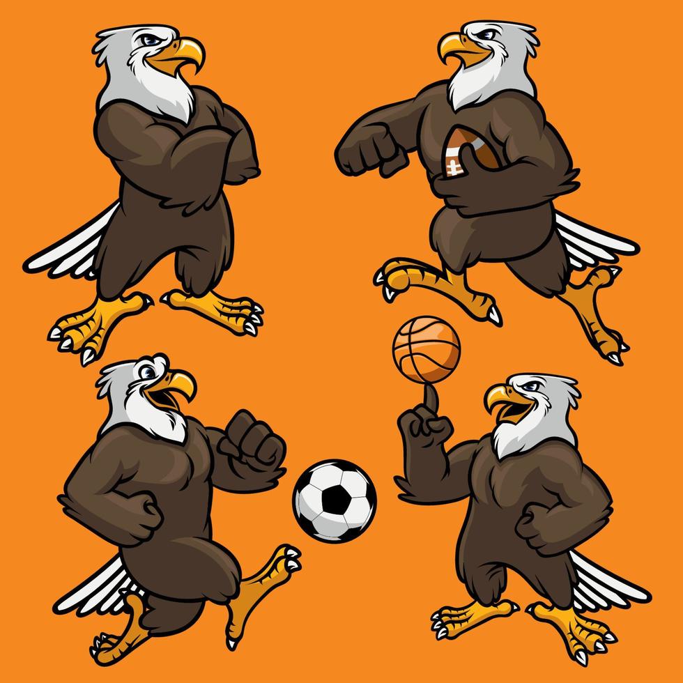 set of Eagle sport Mascot vector
