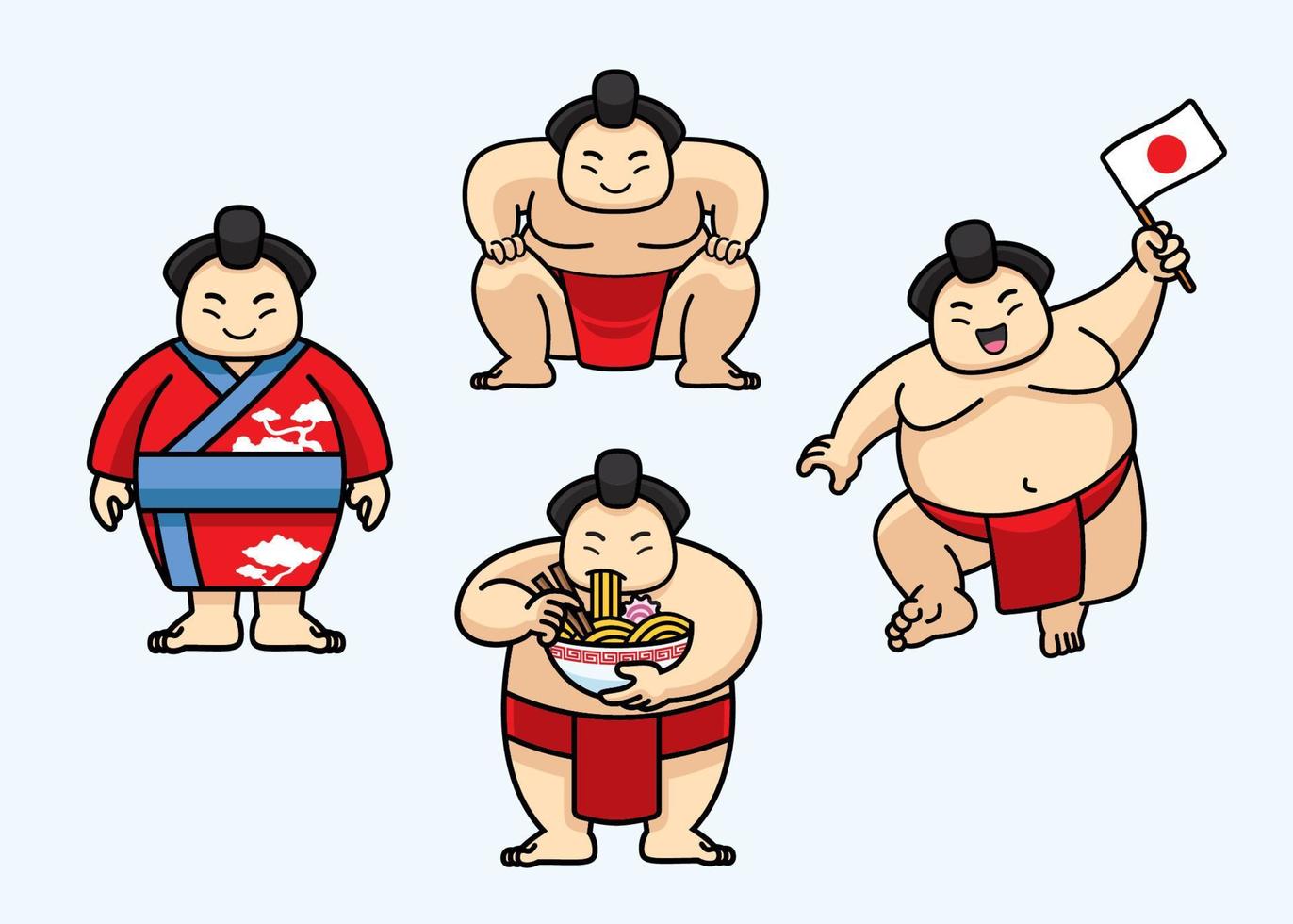 conjunto de linda sumo Japón personaje vector