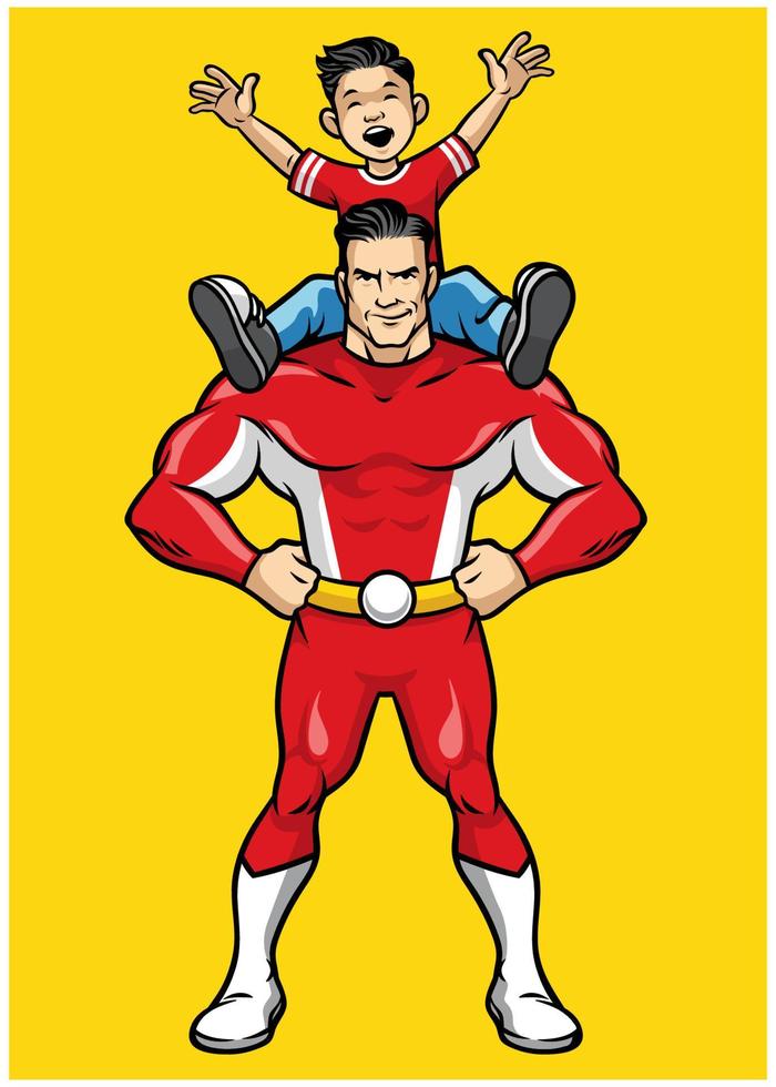 superhero and kid vector
