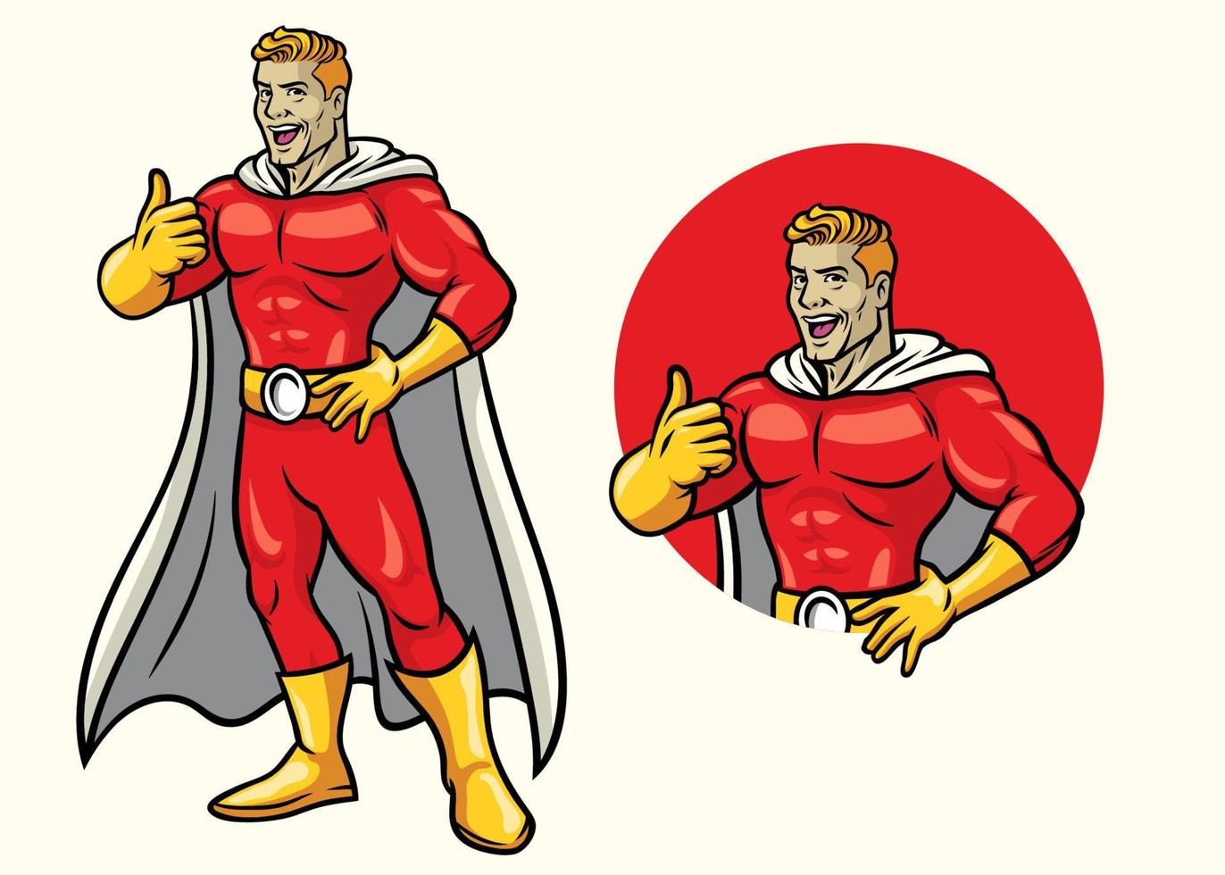 Superhero smiling with thumb up in set vector