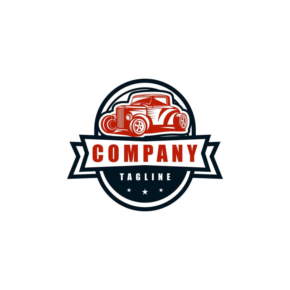 Vintage classic car logo design. Awesome a classic car with circle logo. A classic car logotype. vector