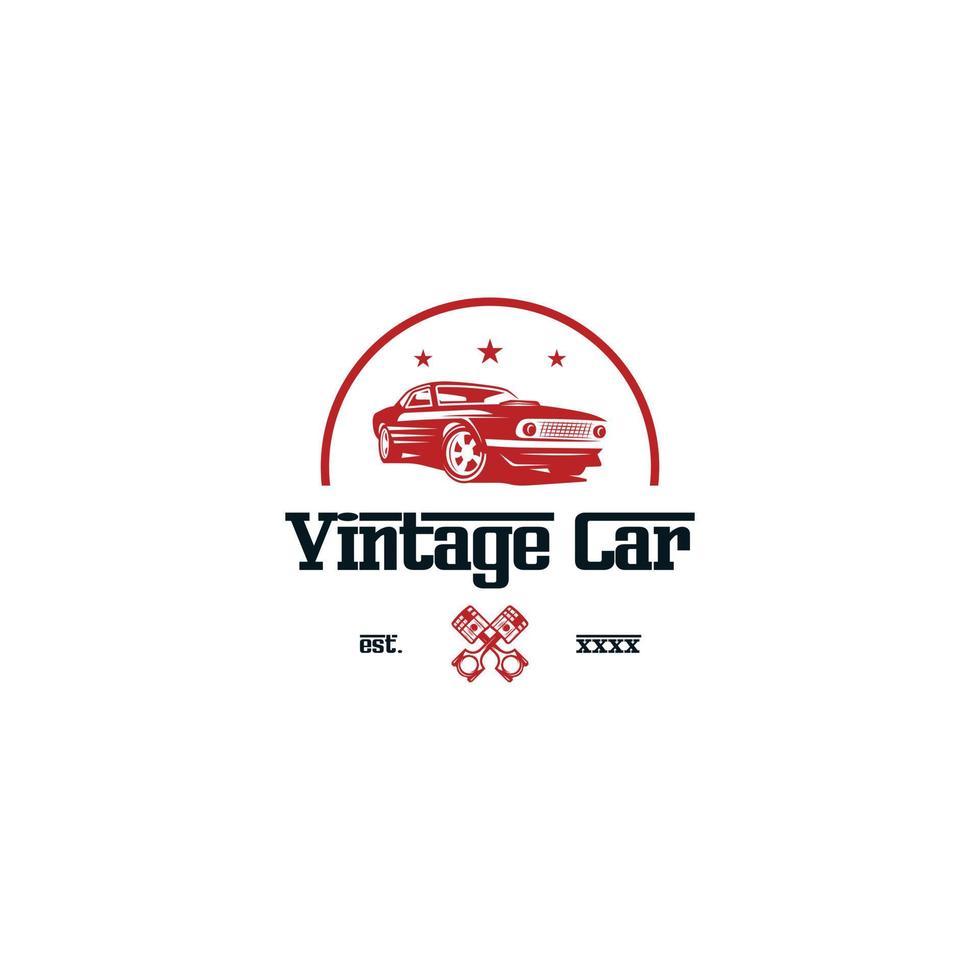 Vintage classic car logo design. Awesome a classic car with circle logo. A classic car logotype. vector