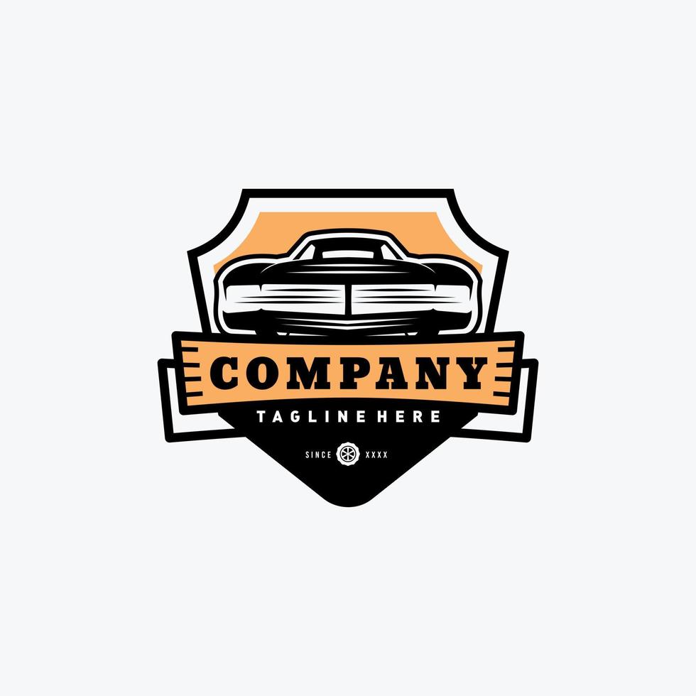 Muscle vintage car logo design. Awesome a muscle car logo. A muscle car logotype. vector