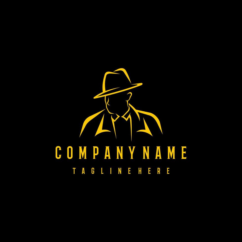 The man of detective logo design icon. The man of detective line art design. The man of detective icon design. The man of detective design inspiration vector