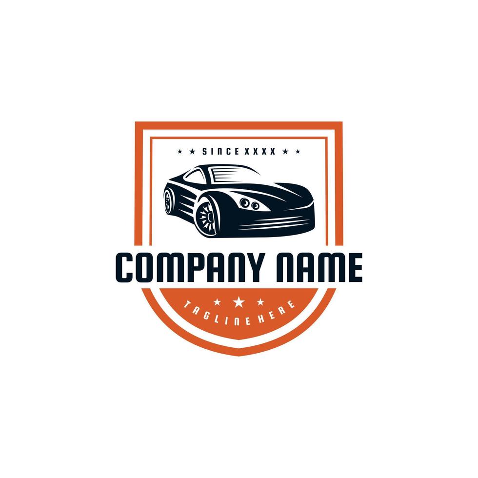 Sport car logo design template. Awesome a sport car silhoutte logo. A sport car lineart logotype. vector