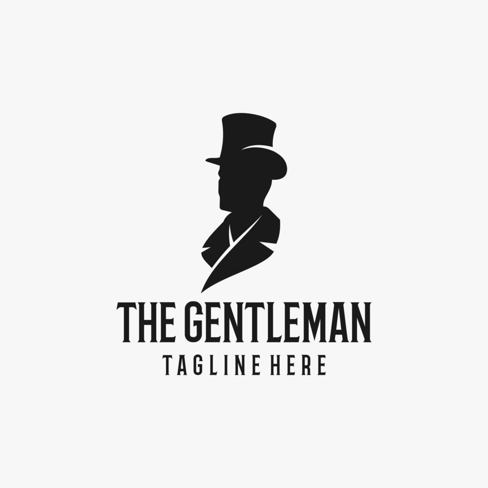 Man with Top Hat Silhouette for Gentleman Fashion vector