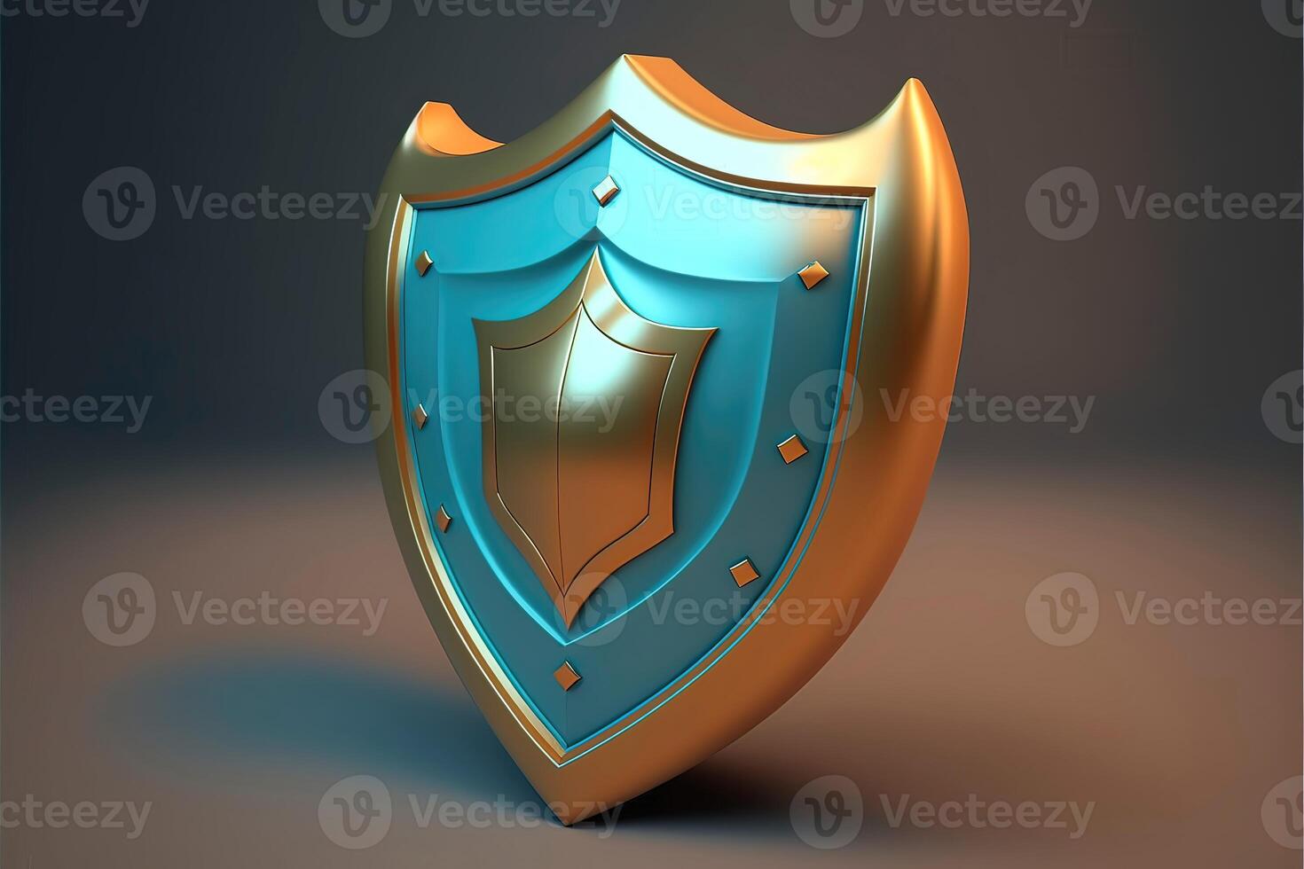 Shield protection save 3D. Elegant defensive armor. photo