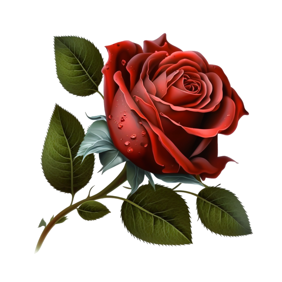 Beautifull The Nature Red Rose Flower With Green Leaf png