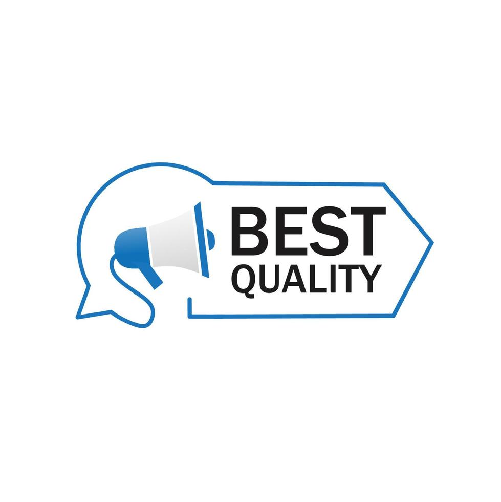 Best quality. Badge with megaphone icon design. Top quality concept. Vector template.