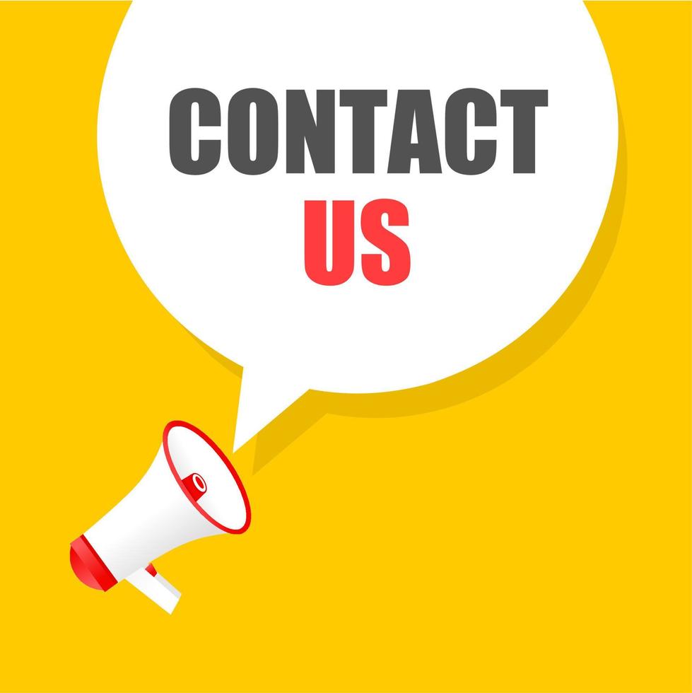 Contact us text quote speech bubble icon. Megaphone banner template. Online customer care and client and support concept, vector illustration.