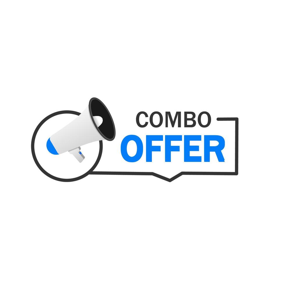 Combo offer banner template. Badge icon megaphone. Business concept. Flat vector illustration.