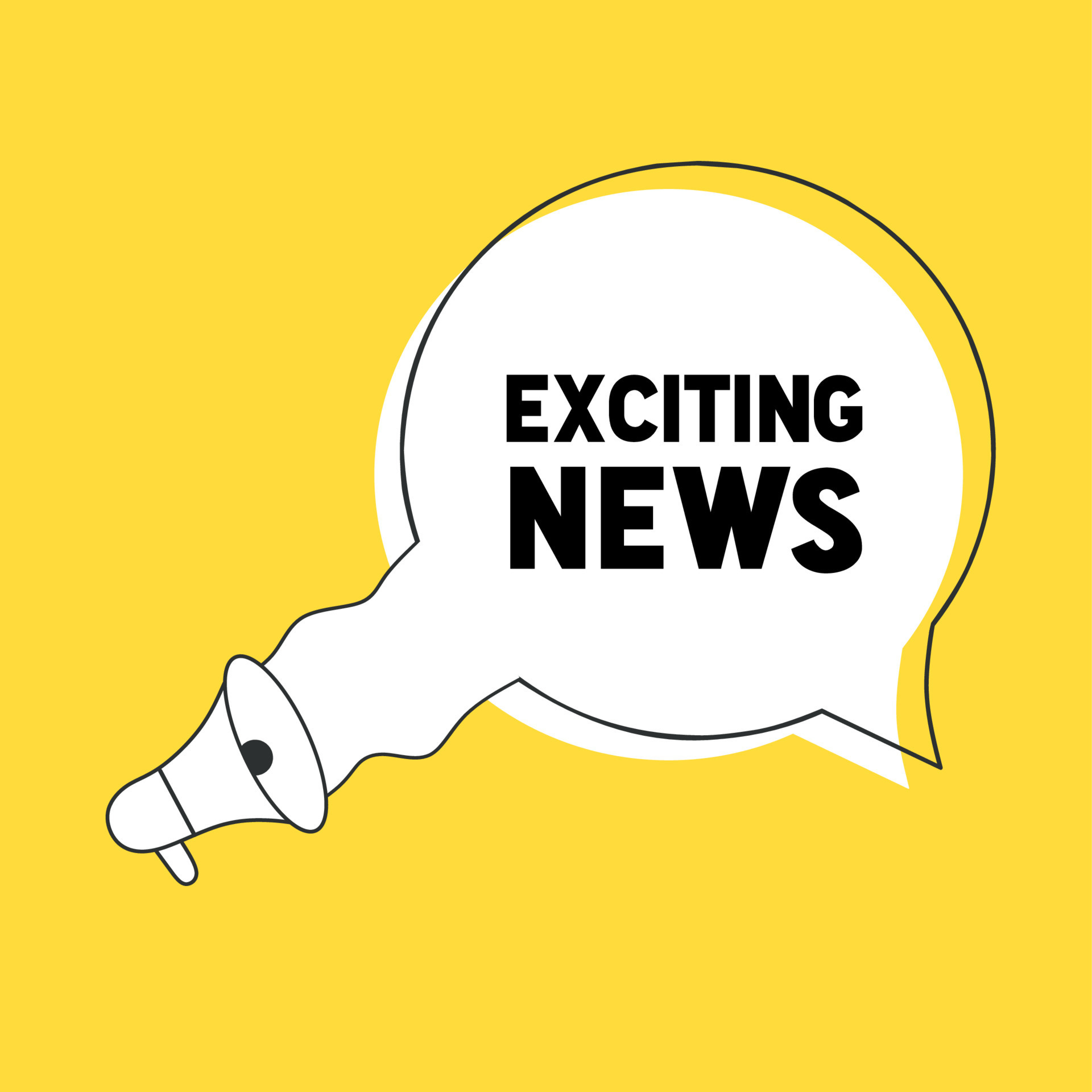 Exciting news banner, speech bubble icon. News Announcement label with ...