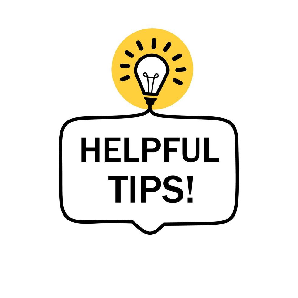 Helpful tips message with lightbulb icon. Education concept design template. Banner for business. vector