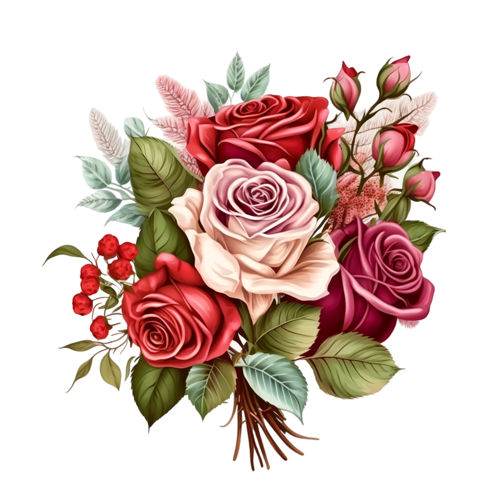 Beautiful Natural Red Rose Flowers Bouquet png