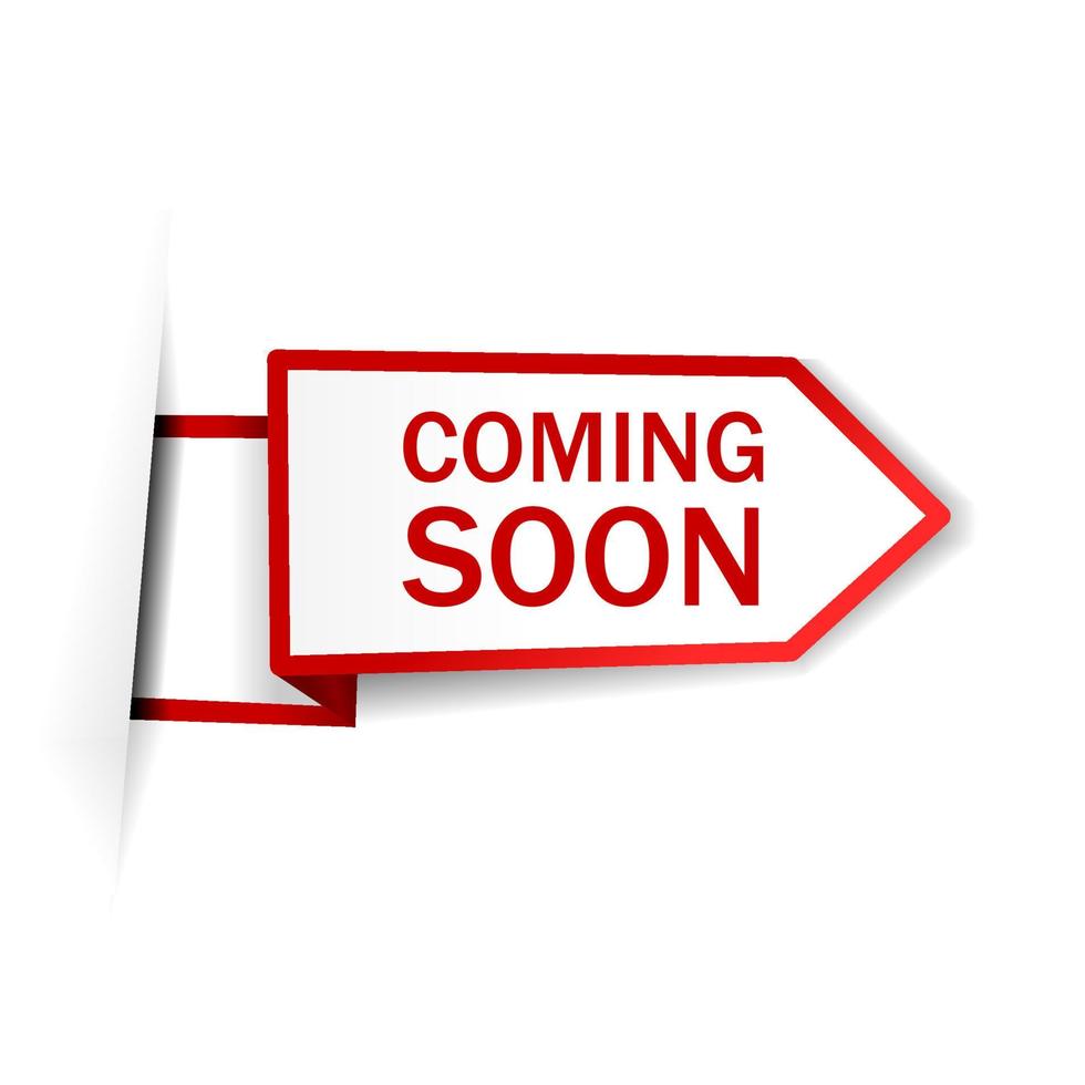 Coming soon ribbon banner. New Product or Store Opening announcement design template, vector illustration.