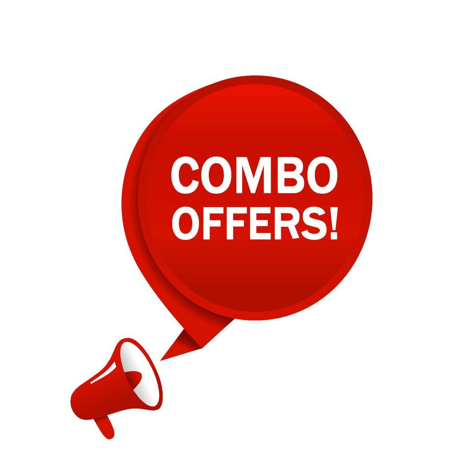 Combo offers banner design. Speech bubble icon megaphone, vector illustration.