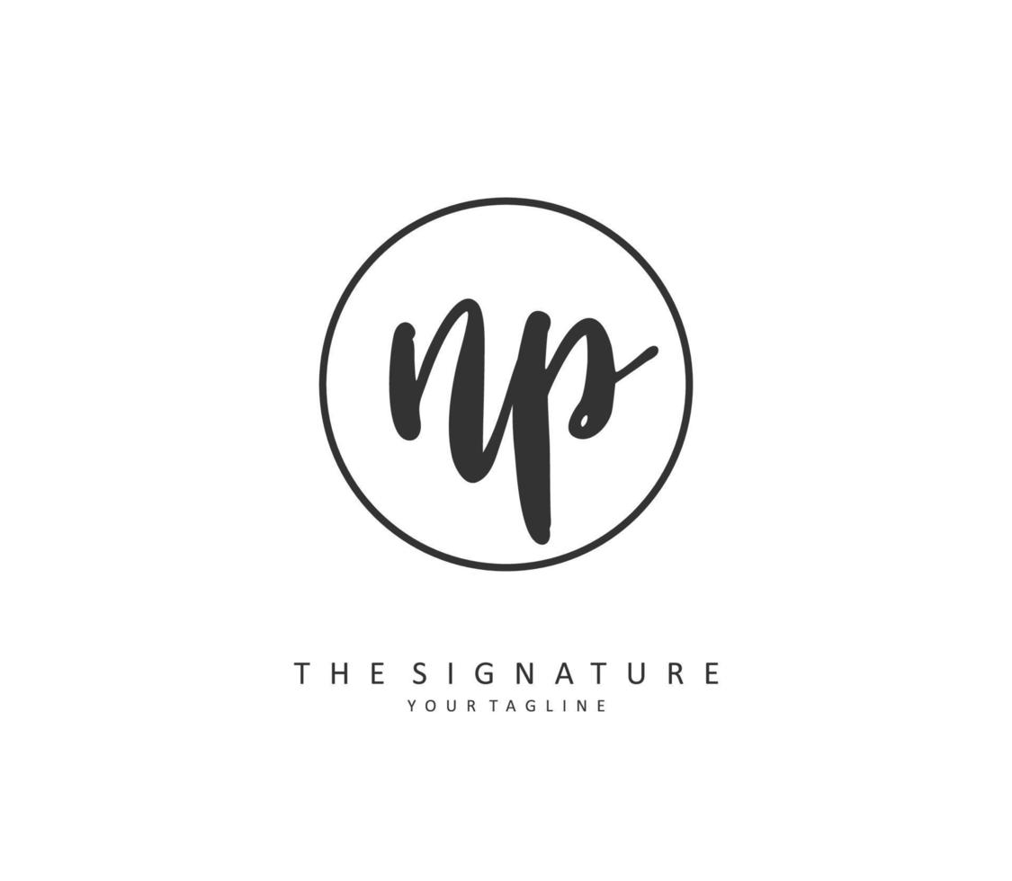 NP Initial letter handwriting and  signature logo. A concept handwriting initial logo with template element. vector