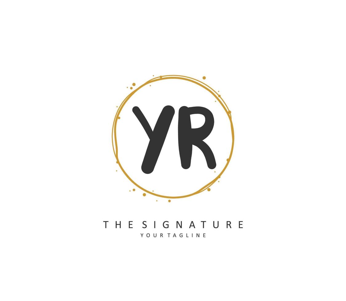 YR Initial letter handwriting and  signature logo. A concept handwriting initial logo with template element. vector