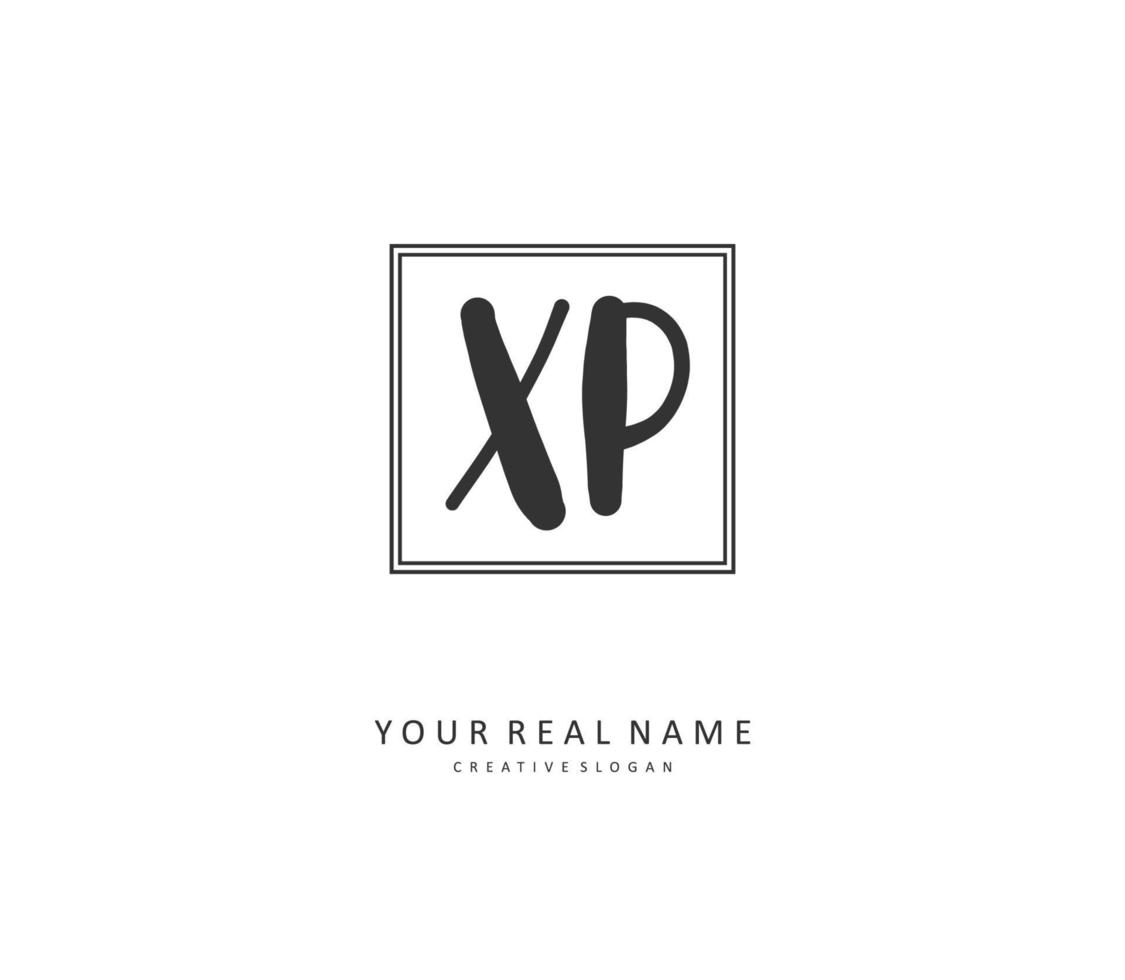 XP Initial letter handwriting and  signature logo. A concept handwriting initial logo with template element. vector