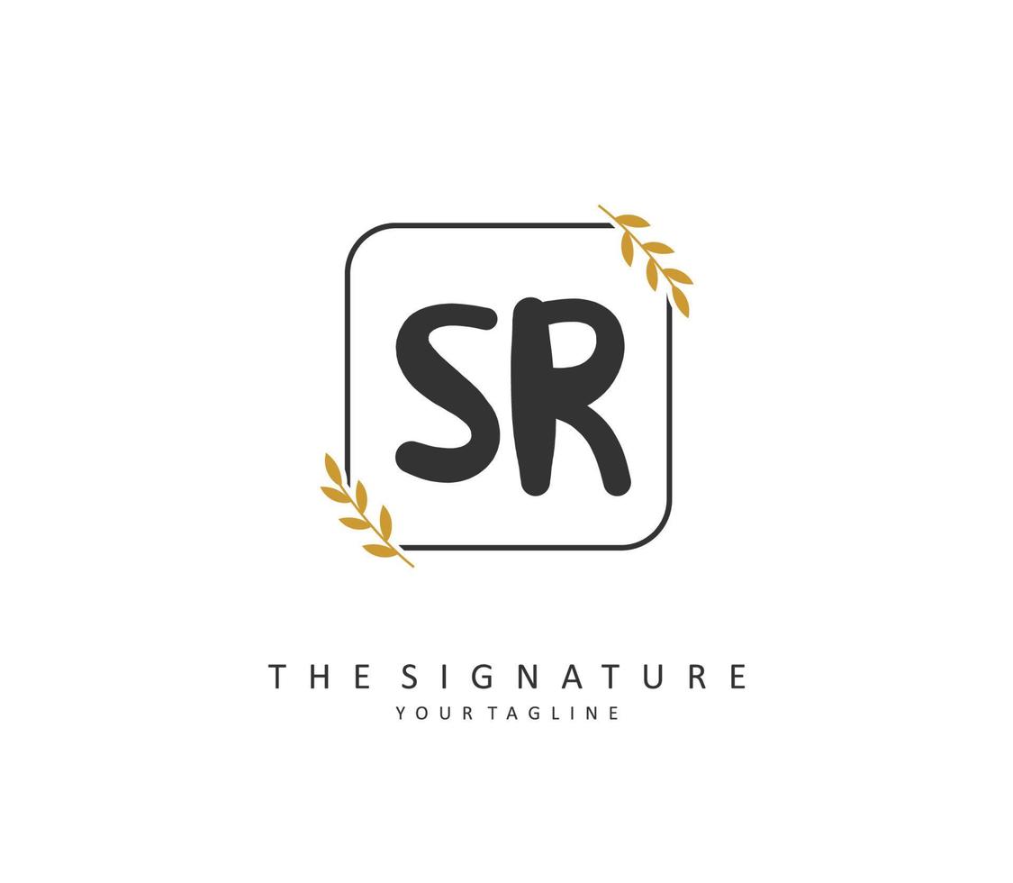 SR Initial letter handwriting and  signature logo. A concept handwriting initial logo with template element. vector