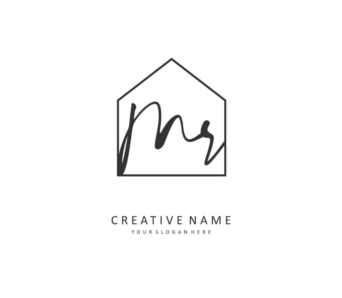 MR Initial letter handwriting and  signature logo. A concept handwriting initial logo with template element. vector
