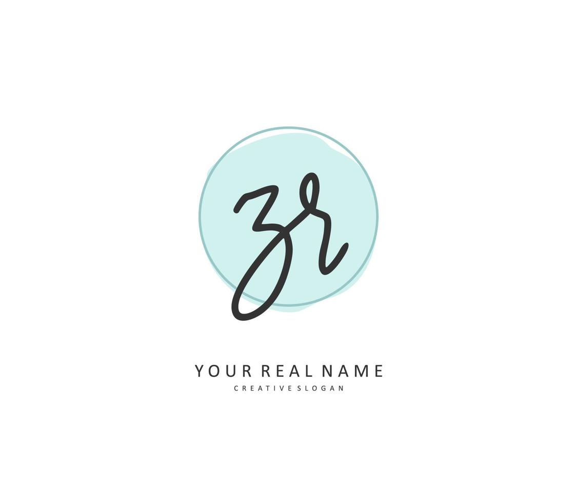 ZR Initial letter handwriting and  signature logo. A concept handwriting initial logo with template element. vector