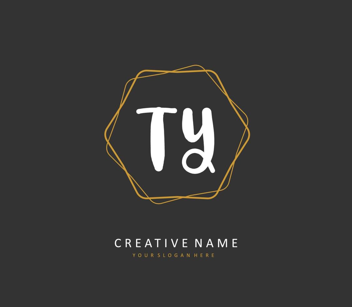 TY Initial letter handwriting and  signature logo. A concept handwriting initial logo with template element. vector