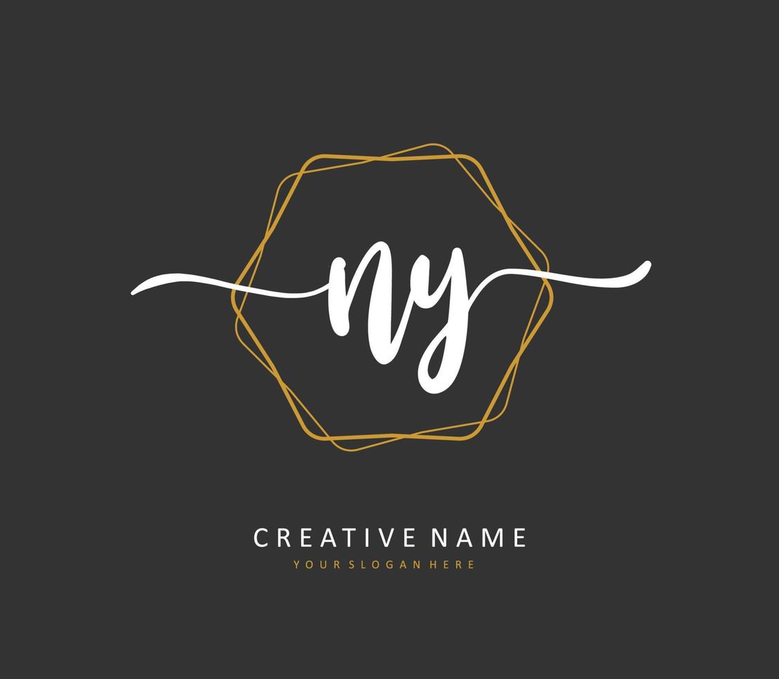 NY Initial letter handwriting and  signature logo. A concept handwriting initial logo with template element. vector