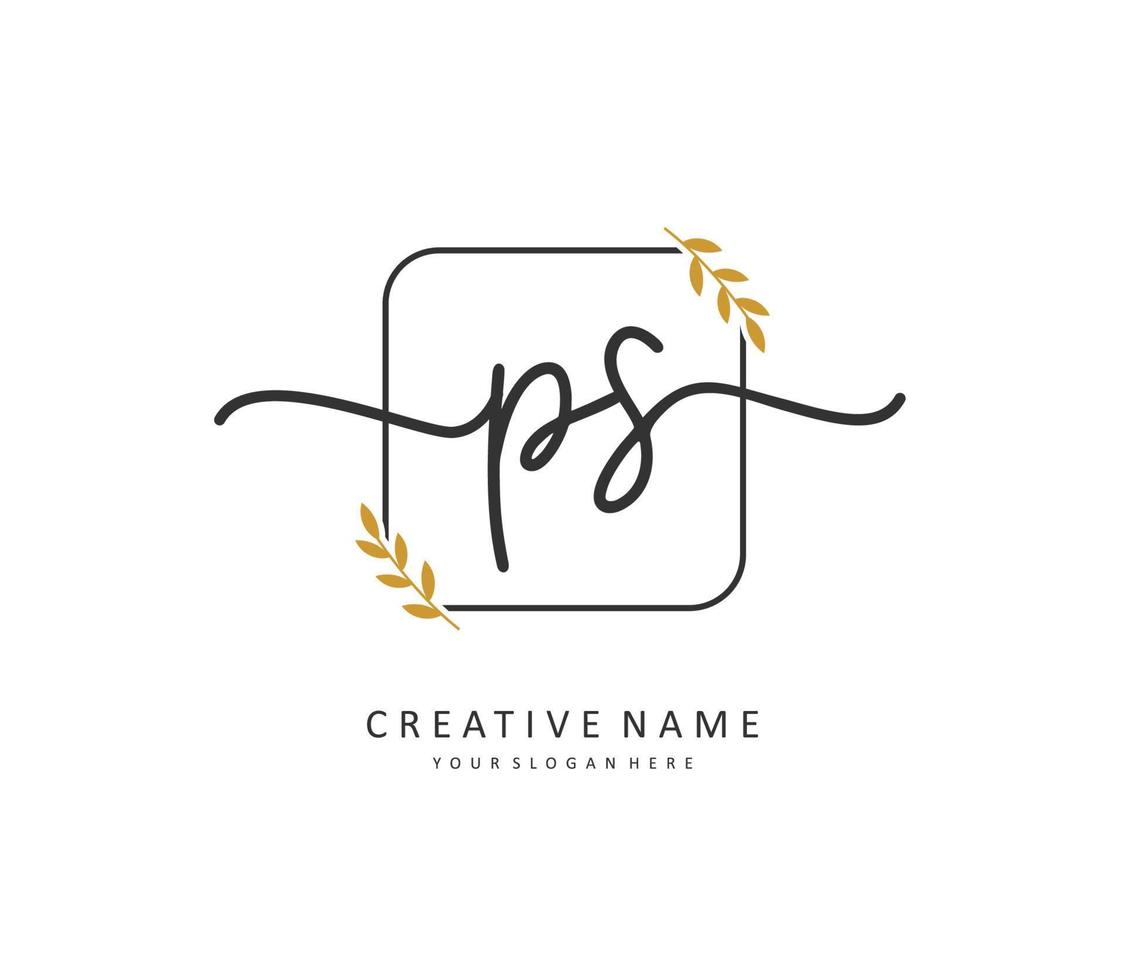 P S PS Initial letter handwriting and  signature logo. A concept handwriting initial logo with template element. vector