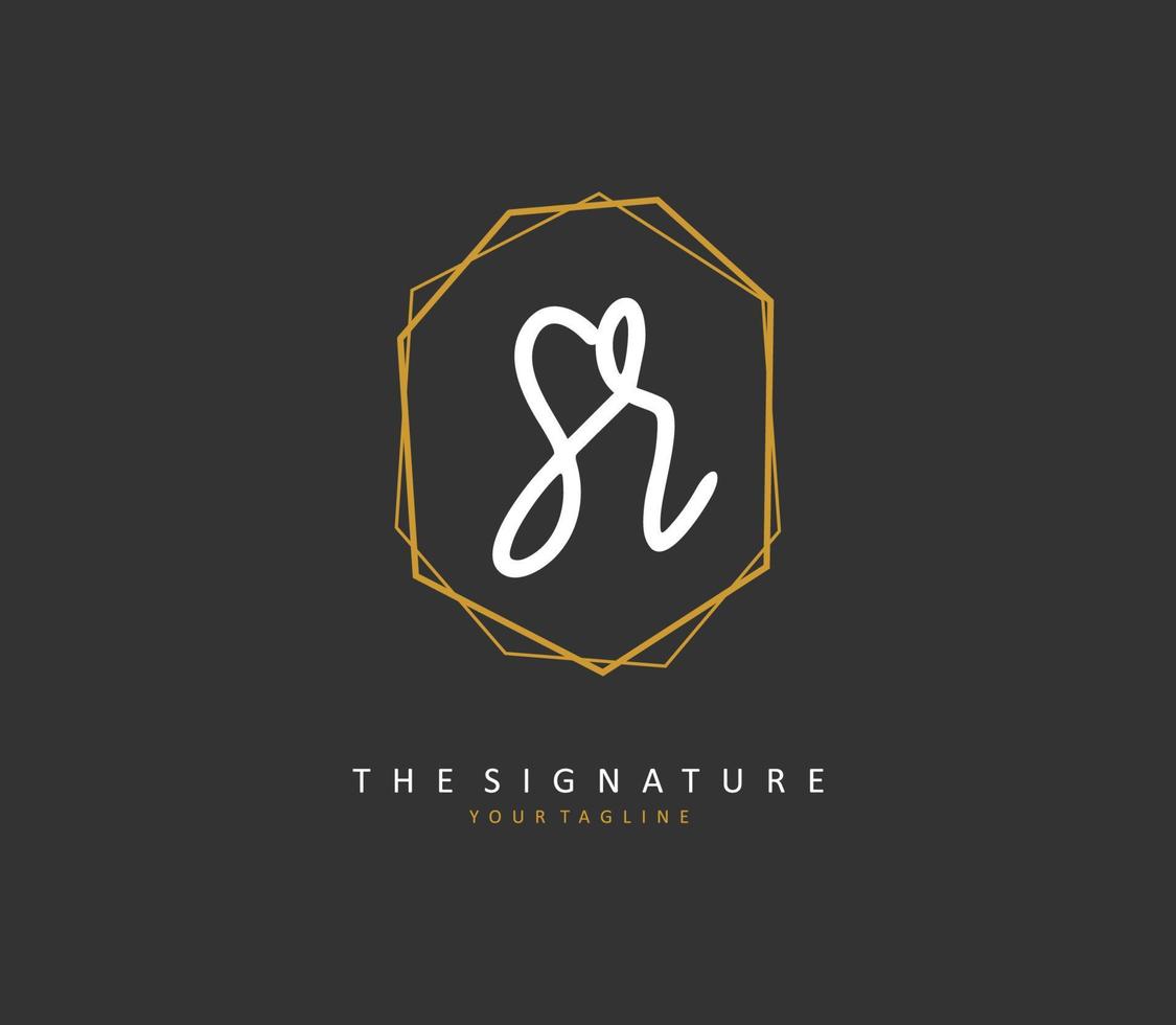 SR Initial letter handwriting and  signature logo. A concept handwriting initial logo with template element. vector
