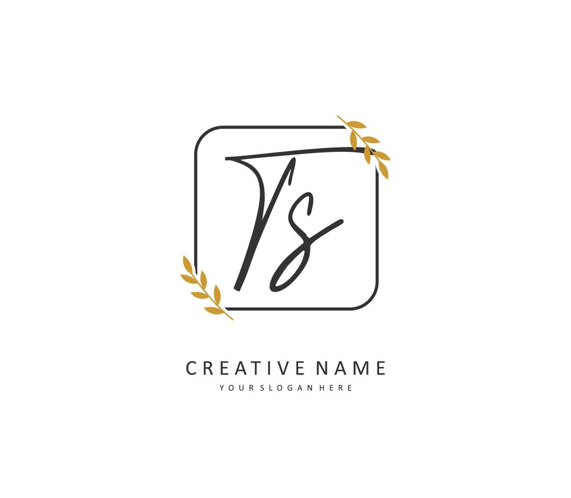 T S TS Initial letter handwriting and  signature logo. A concept handwriting initial logo with template element. vector