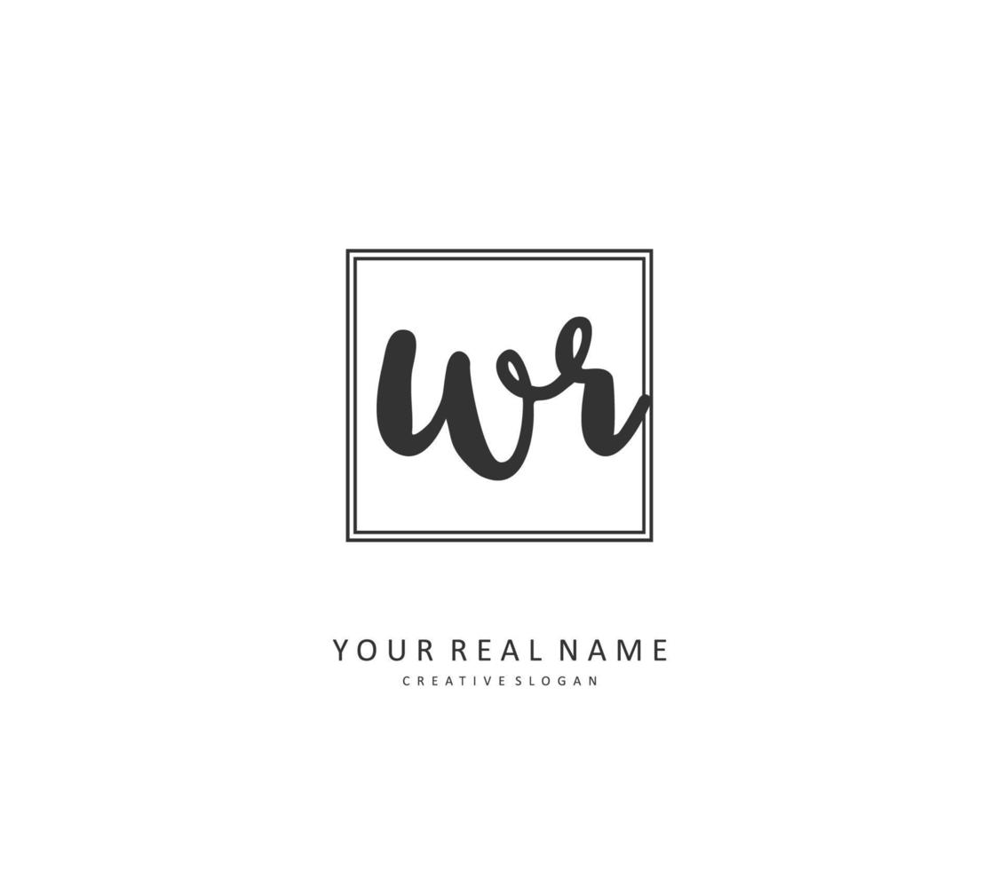 WR Initial letter handwriting and  signature logo. A concept handwriting initial logo with template element. vector