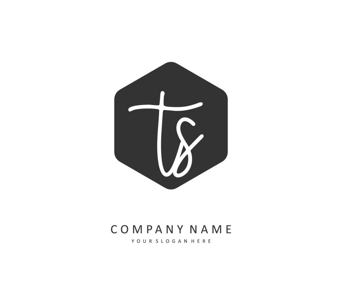 T S TS Initial letter handwriting and  signature logo. A concept handwriting initial logo with template element. vector