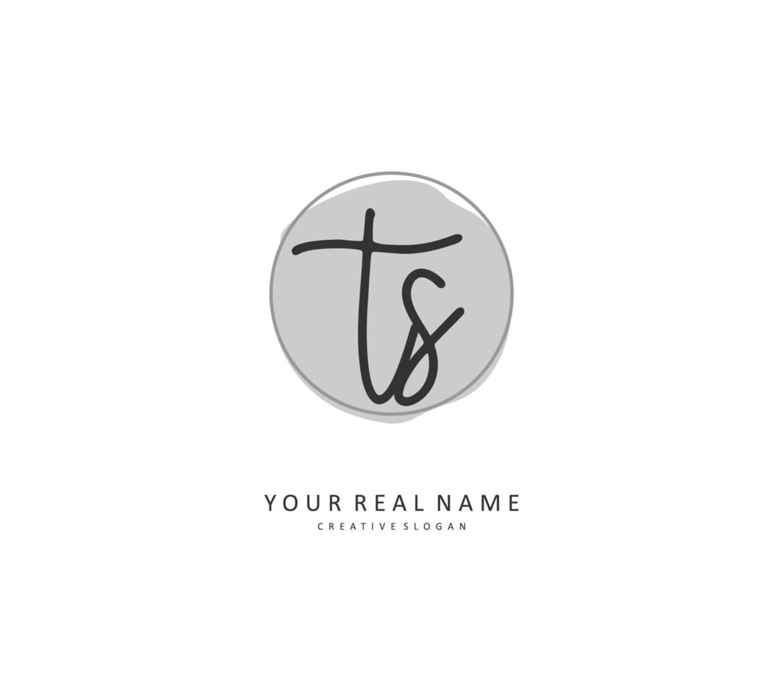 T S TS Initial letter handwriting and  signature logo. A concept handwriting initial logo with template element. vector