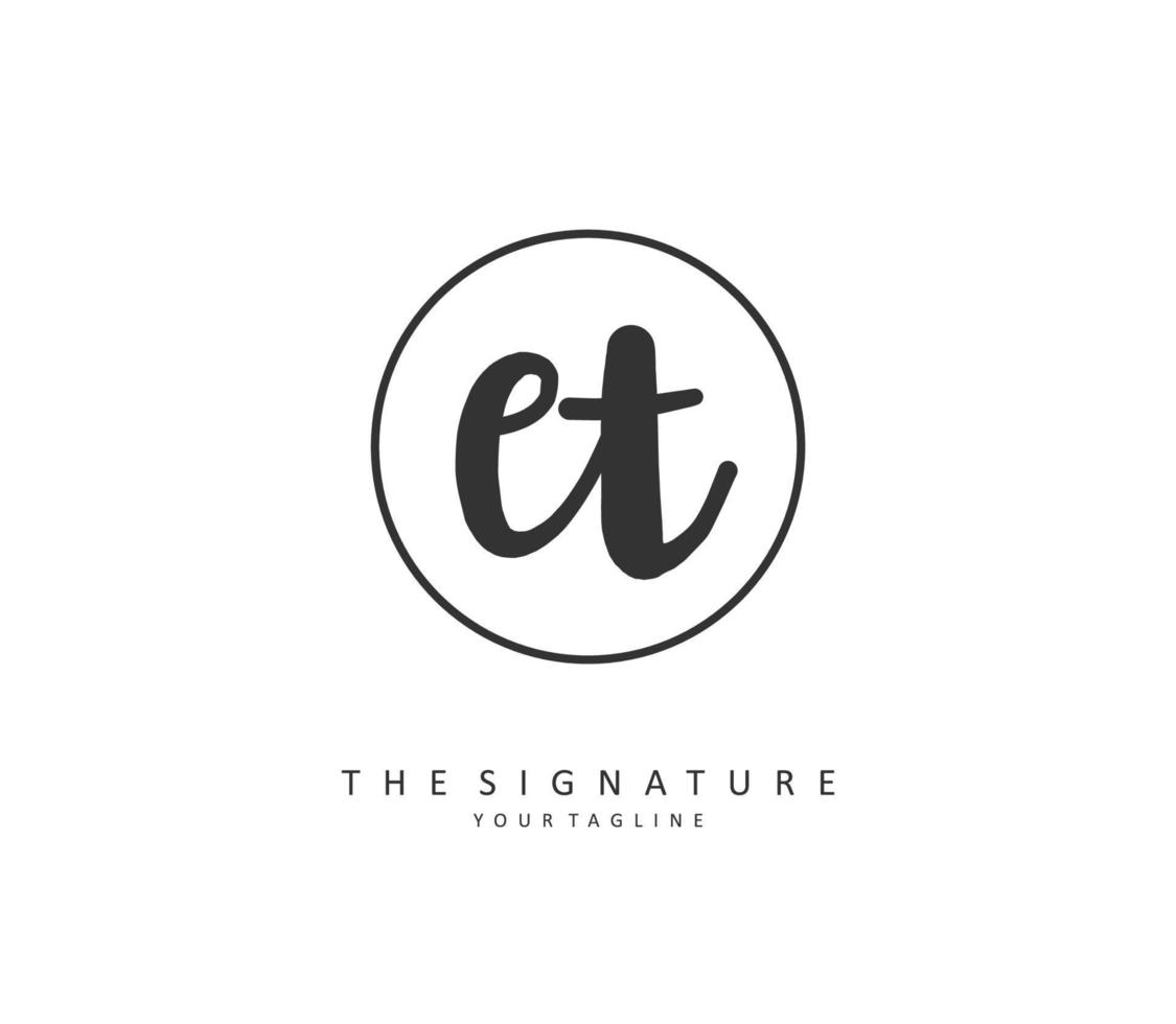 E T ET Initial letter handwriting and  signature logo. A concept handwriting initial logo with template element. vector