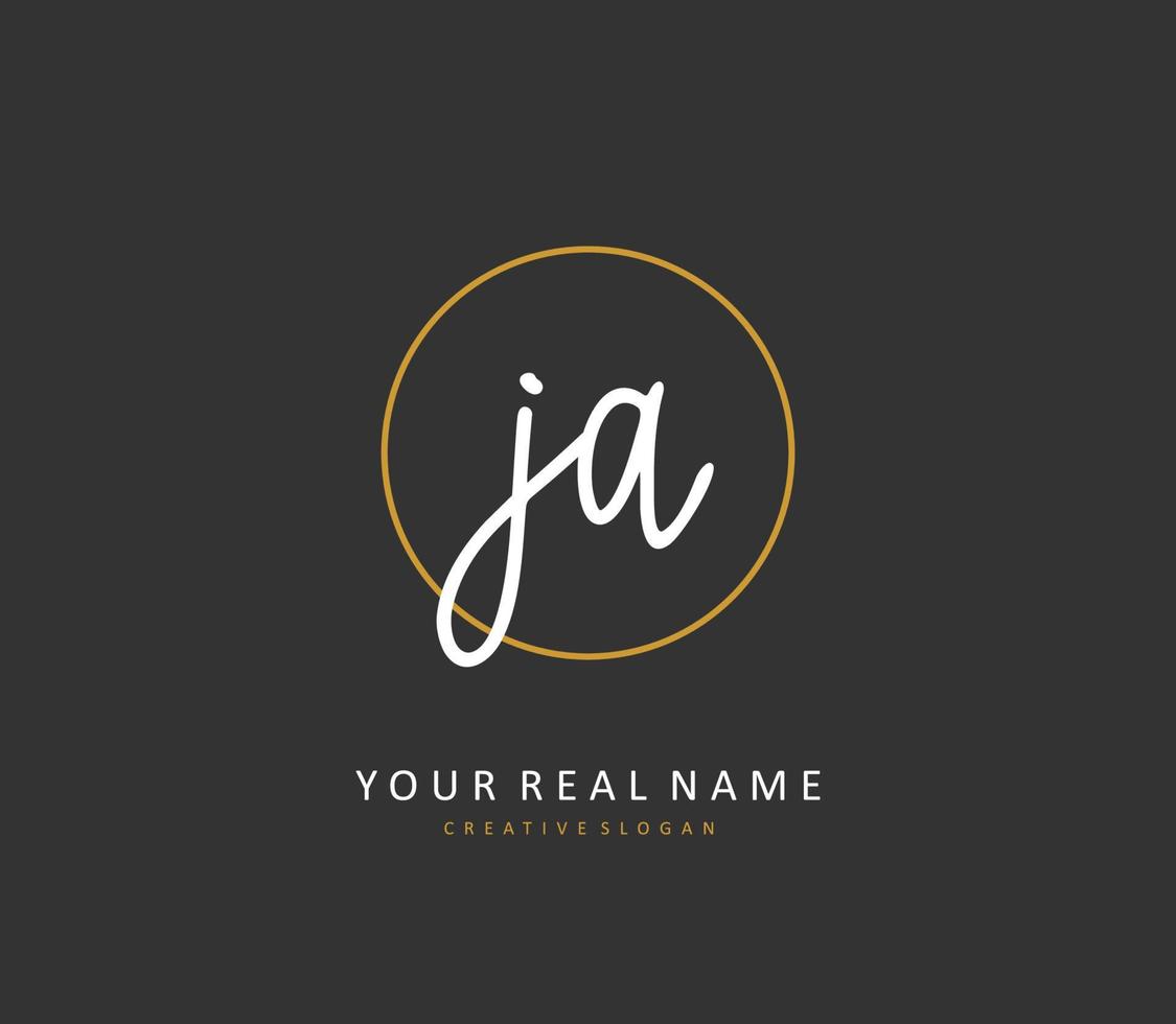 J A JA Initial letter handwriting and  signature logo. A concept handwriting initial logo with template element. vector