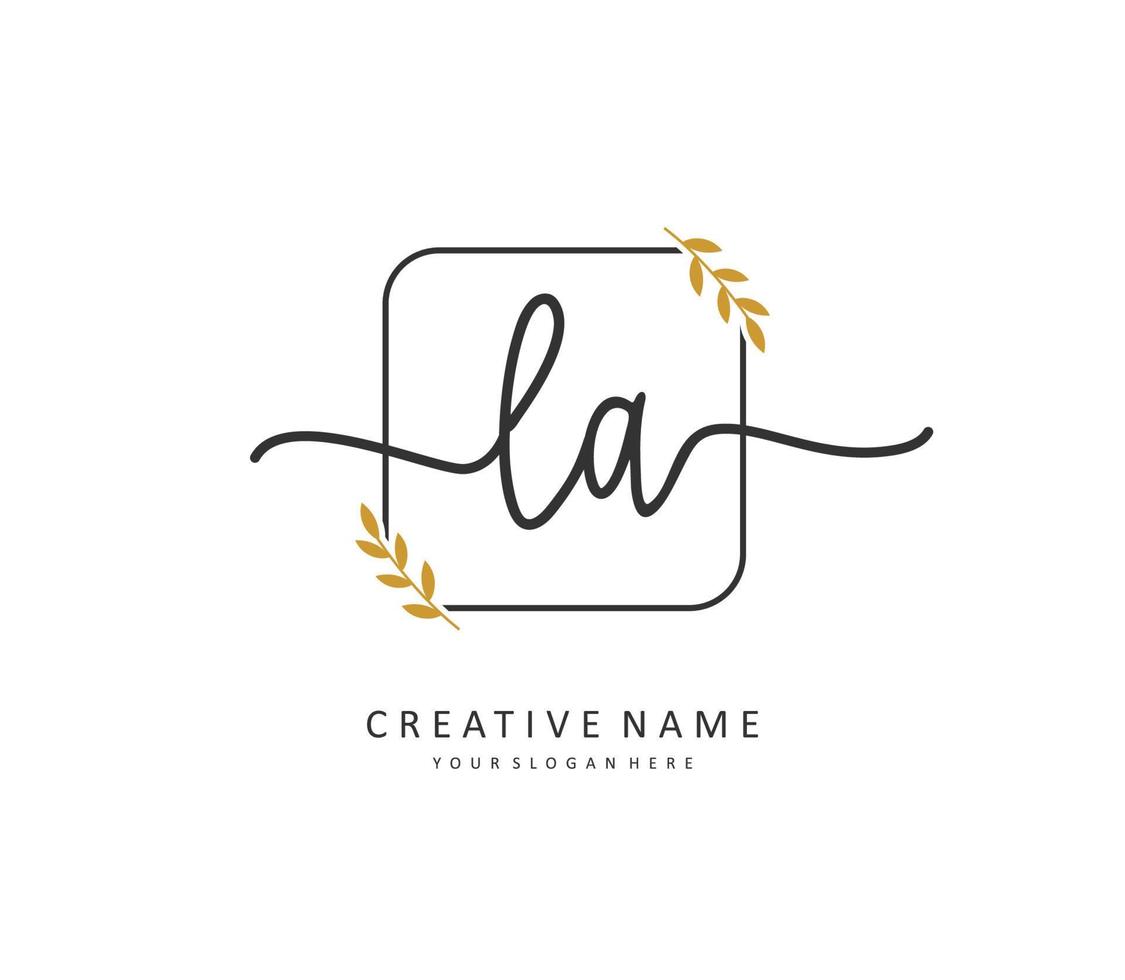 L A LA Initial letter handwriting and  signature logo. A concept handwriting initial logo with template element. vector