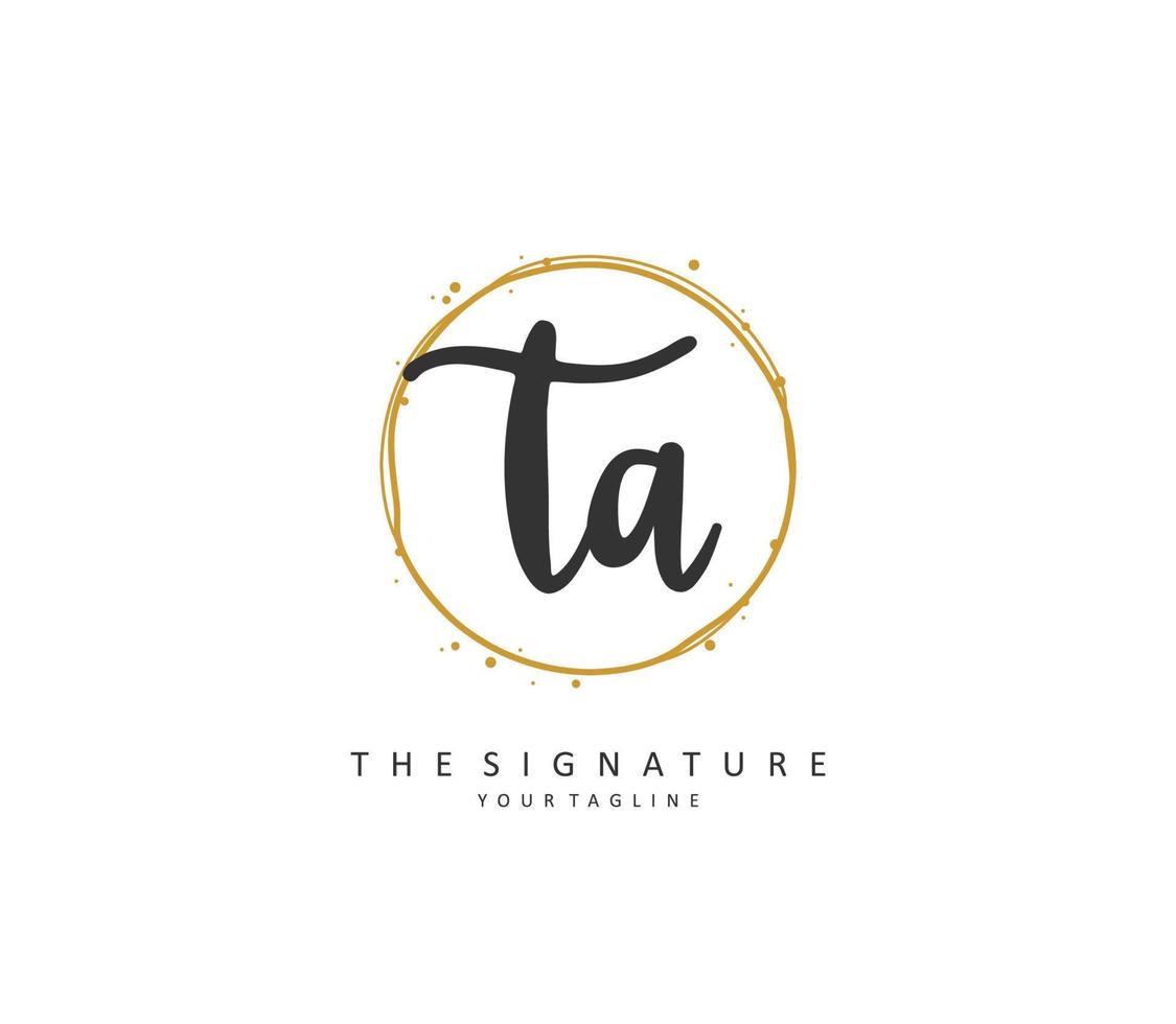 T A TA Initial letter handwriting and  signature logo. A concept handwriting initial logo with template element. vector