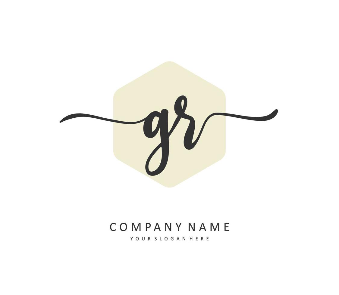 GR Initial letter handwriting and  signature logo. A concept handwriting initial logo with template element. vector