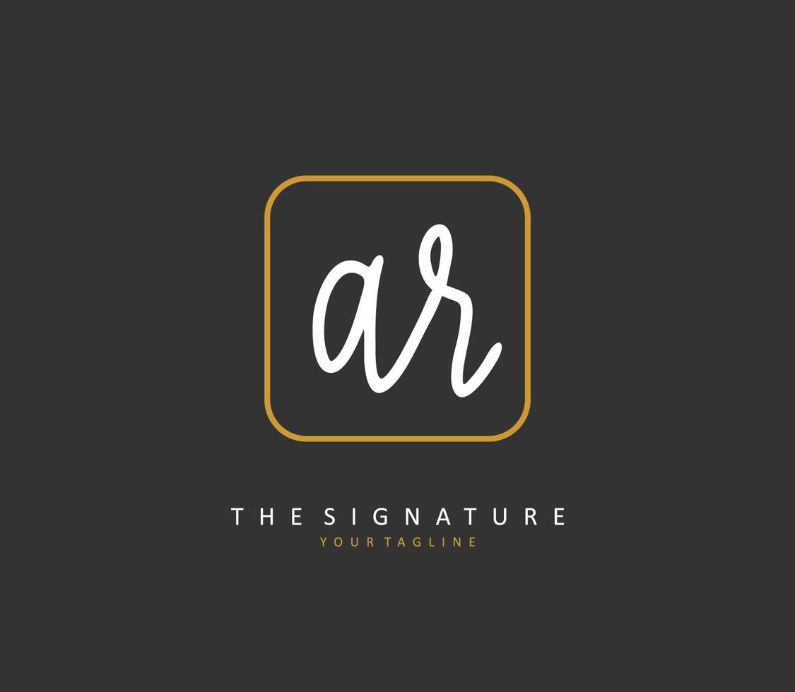 AR Initial letter handwriting and  signature logo. A concept handwriting initial logo with template element. vector