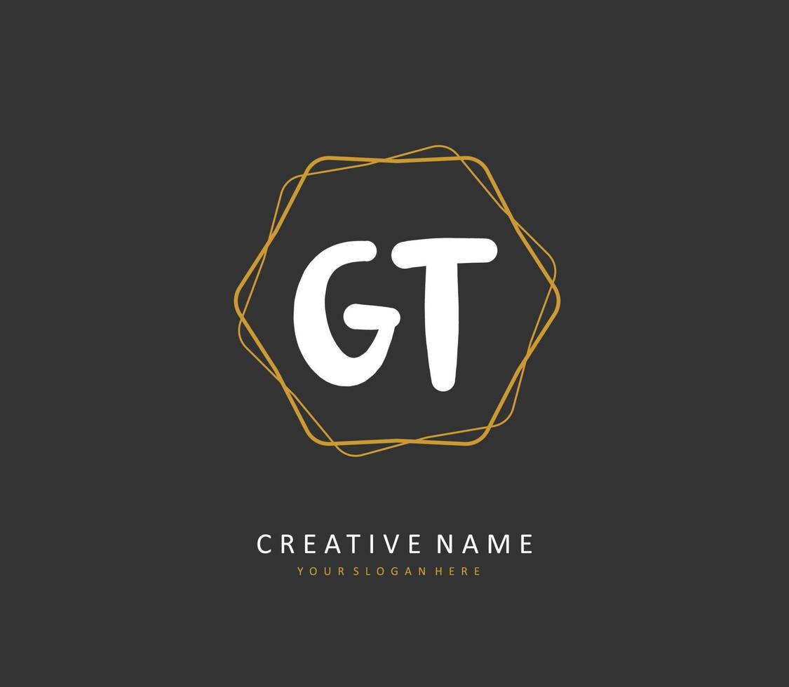 G T GT Initial letter handwriting and  signature logo. A concept handwriting initial logo with template element. vector