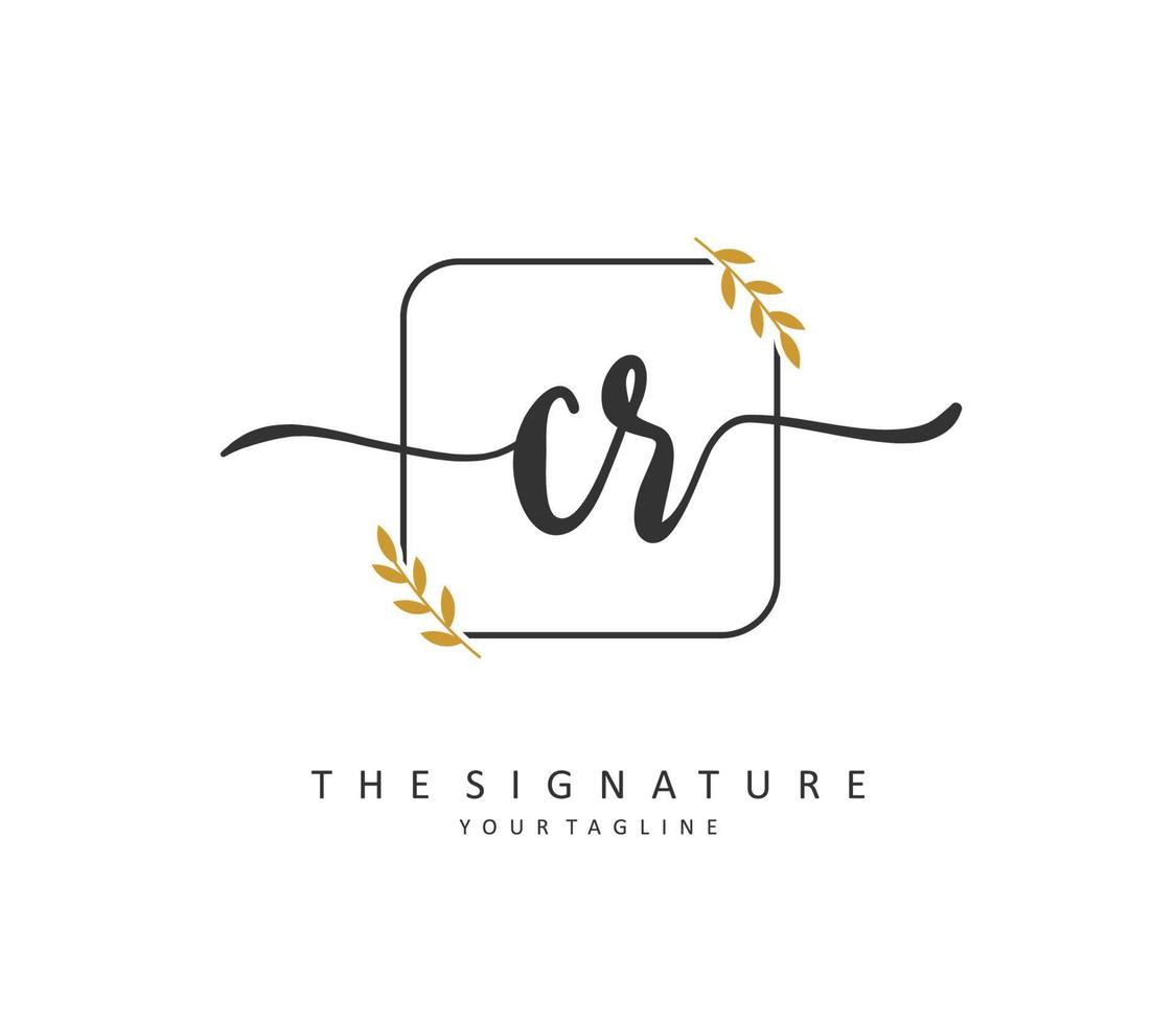 CR Initial letter handwriting and  signature logo. A concept handwriting initial logo with template element. vector