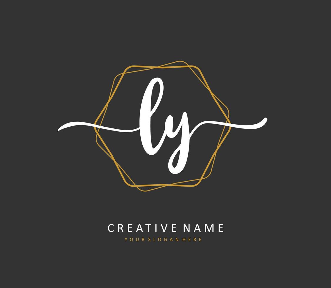 LY Initial letter handwriting and  signature logo. A concept handwriting initial logo with template element. vector