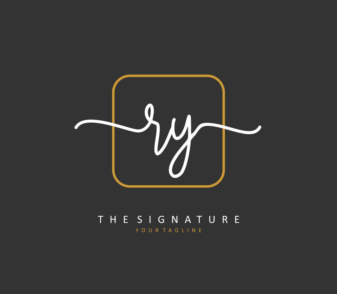 RY Initial letter handwriting and  signature logo. A concept handwriting initial logo with template element. vector