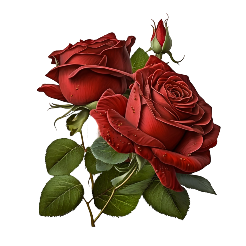 Orignal Nature Beautifull Red Rose Flower With Green Leaf png