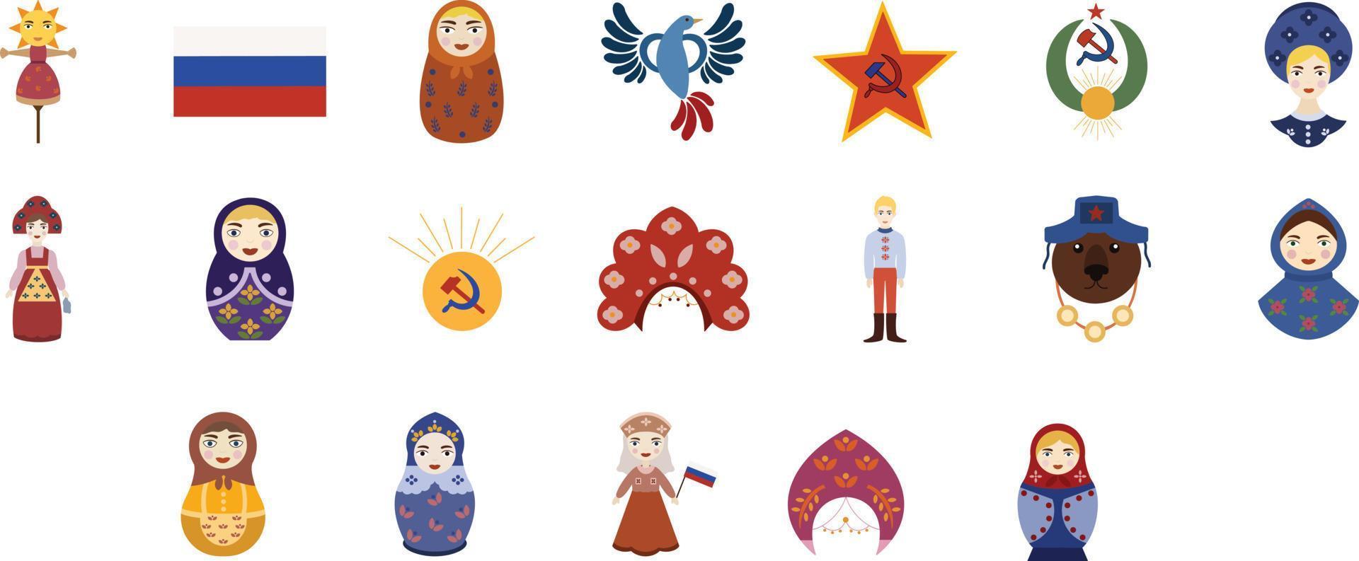 Rusia plano icono conjunto vector