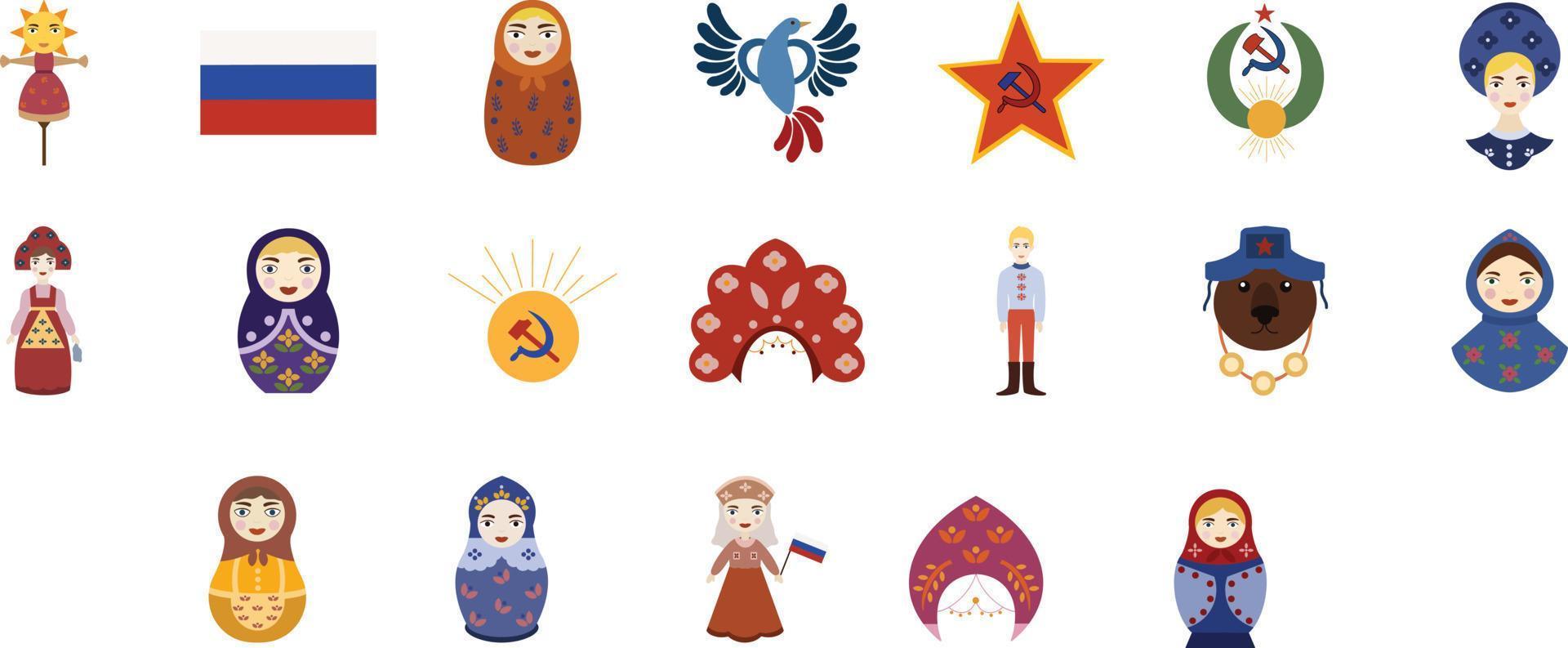 Russia Flat Icon Set vector