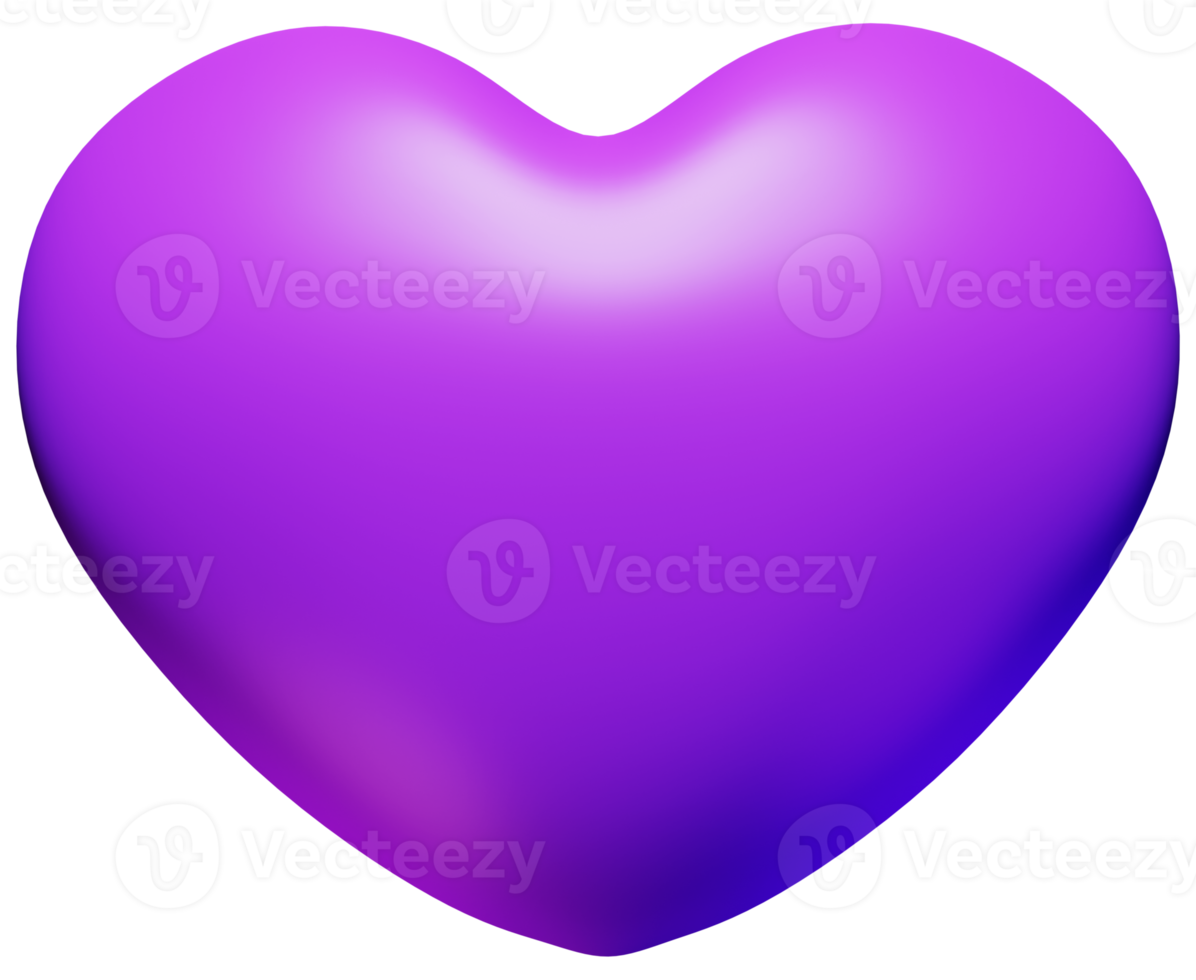 3d Illustration violett Farbe Liebe Herz gestalten Symbol Zeichen Symbol 3d Rendern png