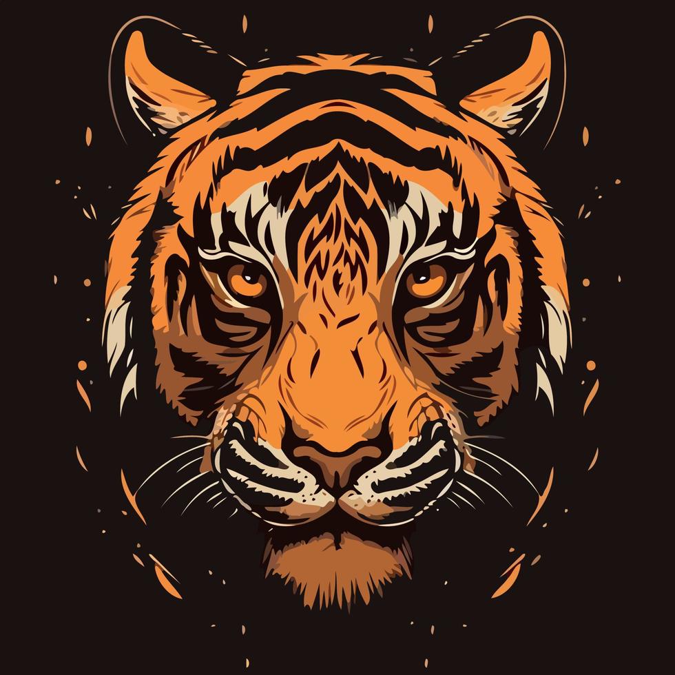 común Tigre felino mamífero animal cara vector